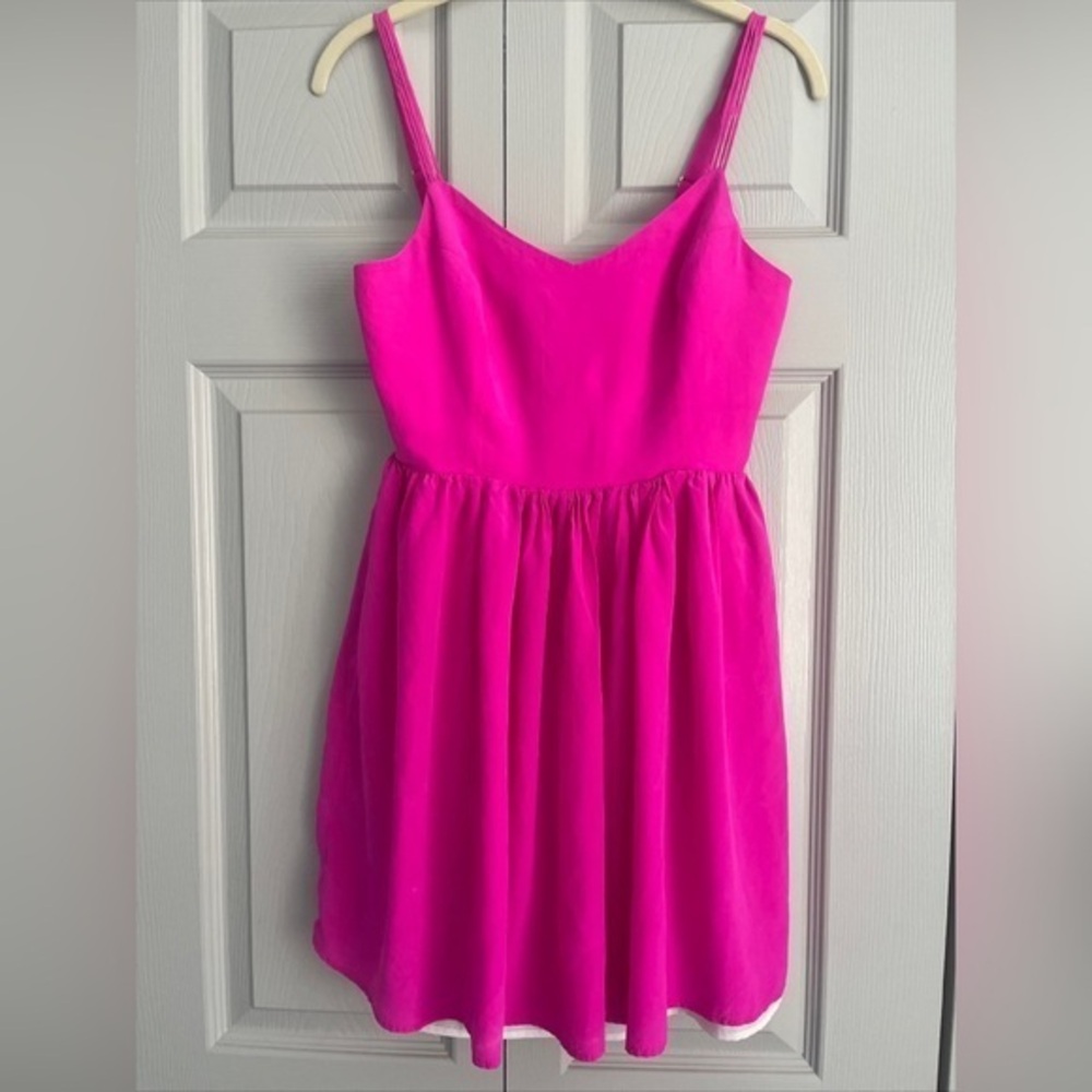 Amanda Uprichard Cadillac Pink Silk Skater Fit And Flare Mini Dress Size P